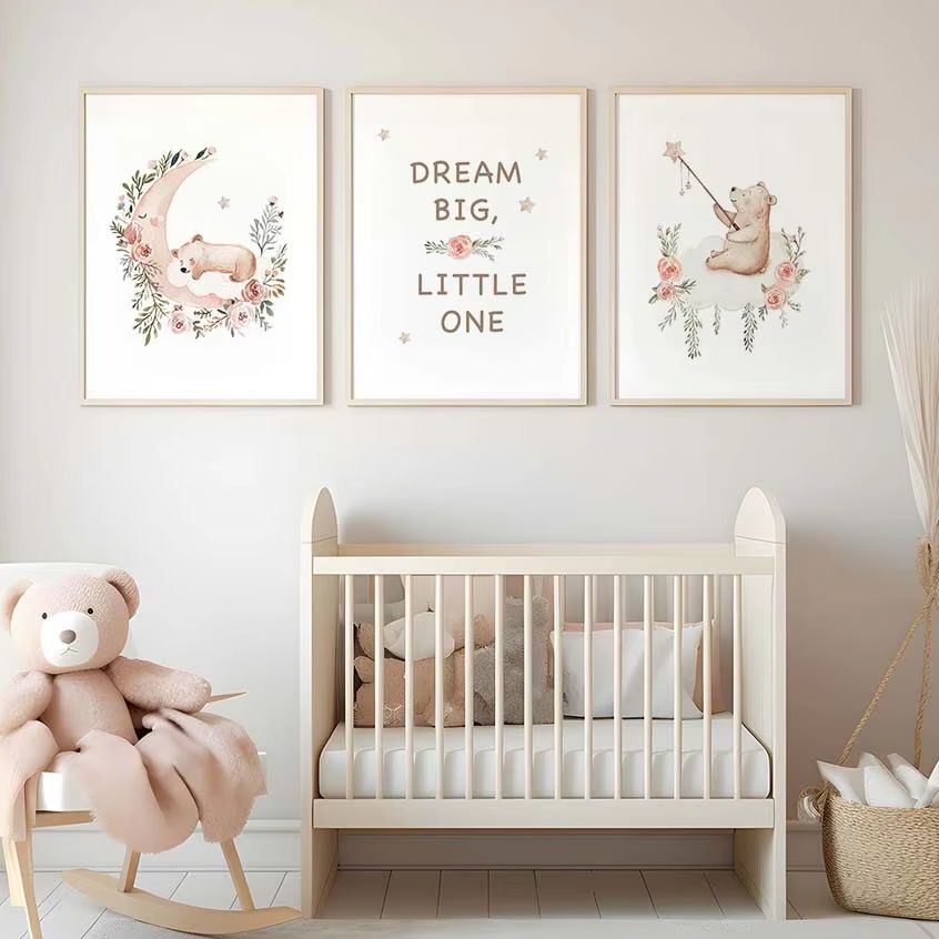 Baby Girl Nursery Quotes - Nursery Flower Wall Art, Cute Teddy