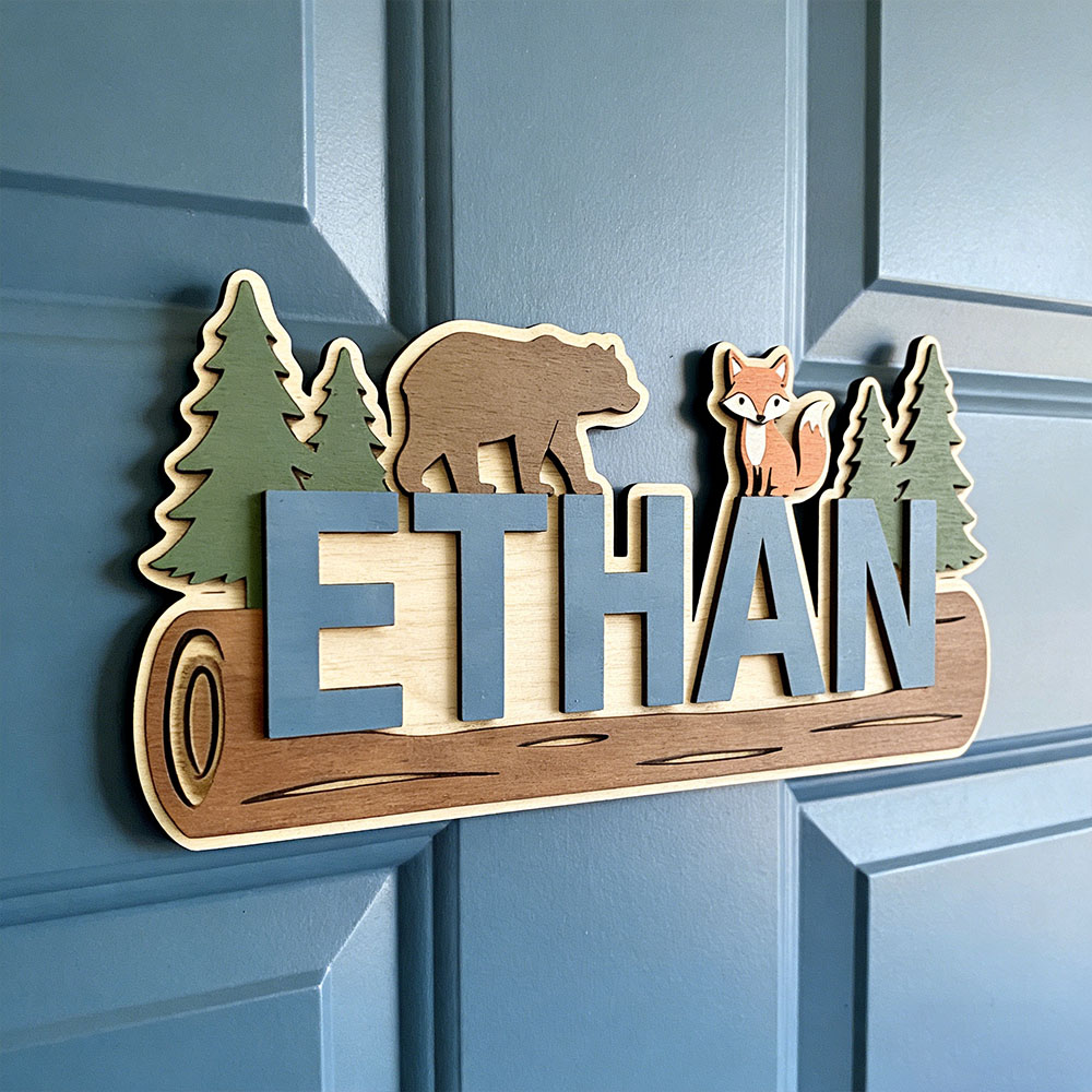 Baby Nursery Needs - Woodland Forest Animal Personalized Name Wooden