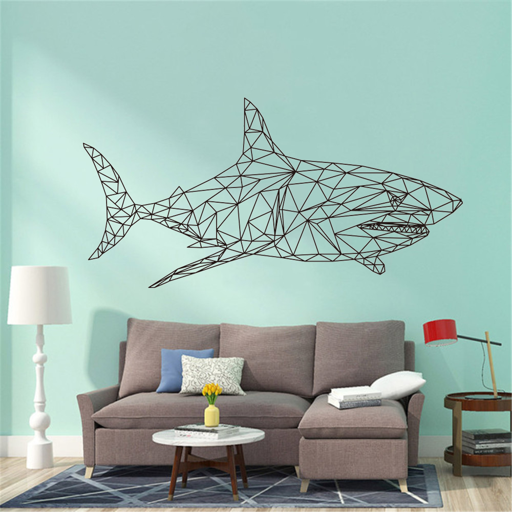 Baby Nursery Under The Sea - Geometric Shark Whale Fish Ocean Wall
