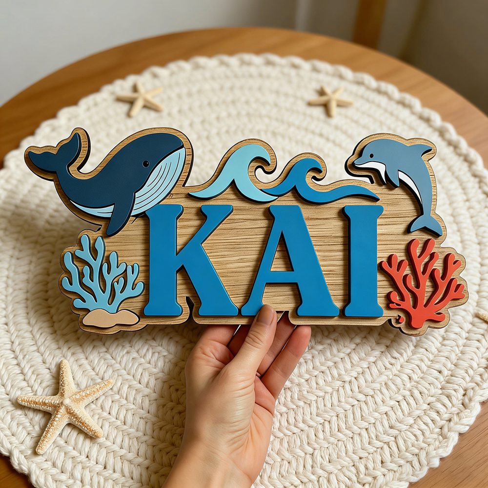 Baby Nursery Under The Sea - Ocean Whale Dolphin Themed Custom Name