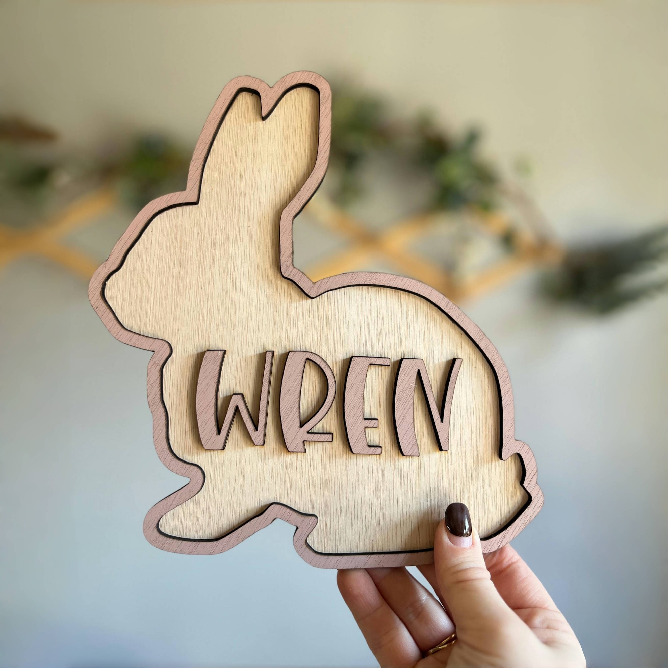 Baby Nursery Needs - Personalized Bunny Name Wooden Door Sign