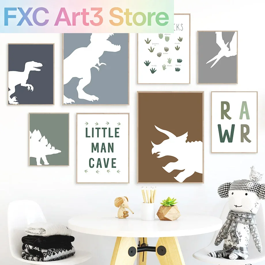 Baby Girl Nursery Quotes - Frameless Jurassic Dinosaur Tyrannosaurus Rex Triceratops