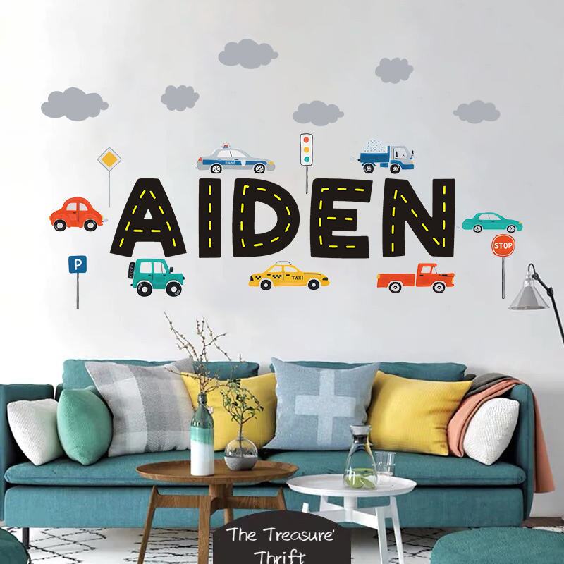 Custom Name Construction Vehic - Baby Nursery Wallpaper incelemesi ve fiyatı