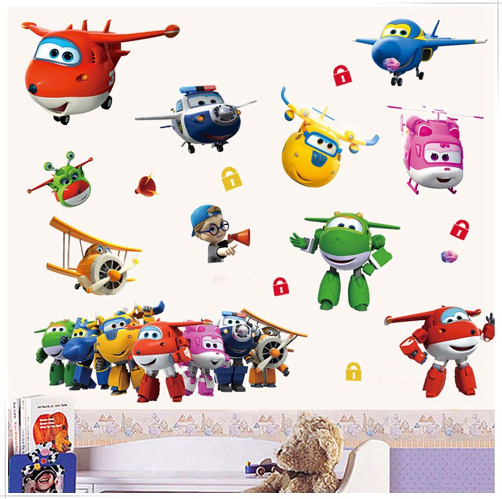 Hot Cartoon Super Wings Deform - Baby Nursery Wallpaper incelemesi ve fiyatı