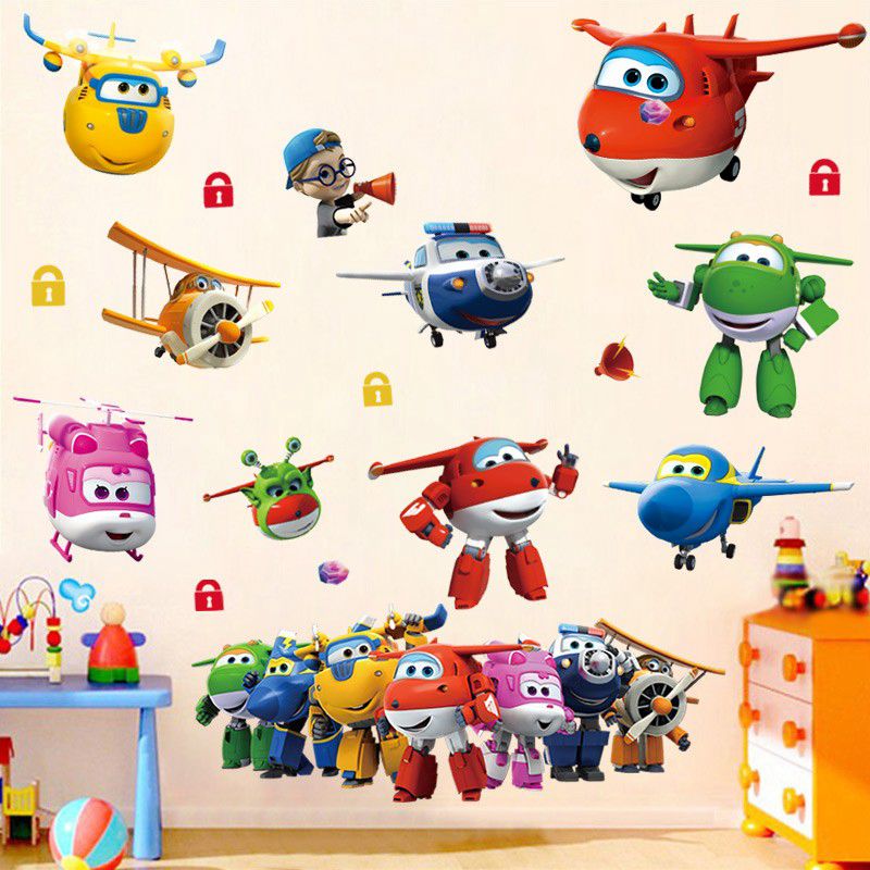 Hot Cartoon Super Wings Deform - Baby Nursery Wallpaper incelemesi ve fiyatı