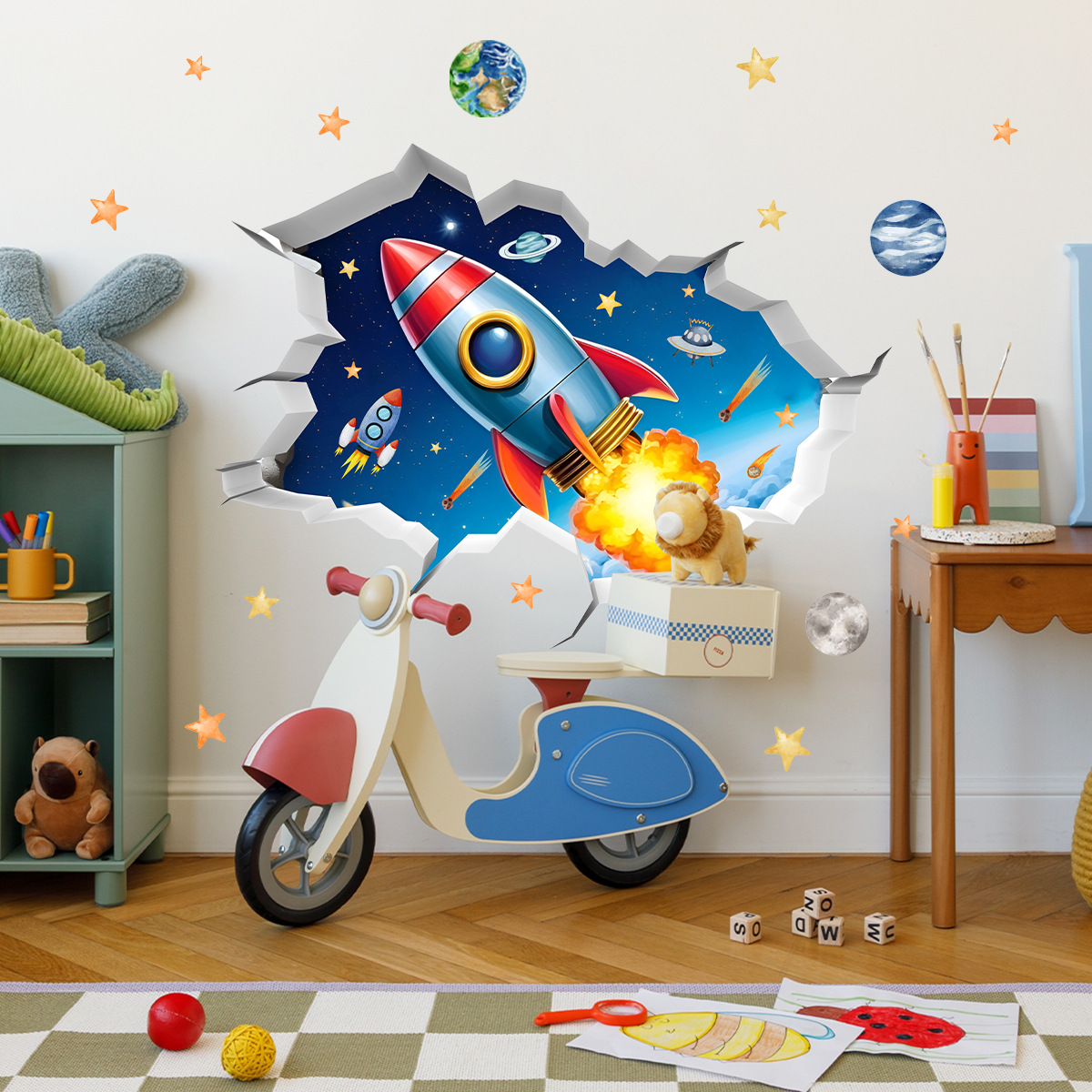 3D Universe Rocket Planets Bro - Baby Nursery Wallpaper incelemesi ve fiyatı