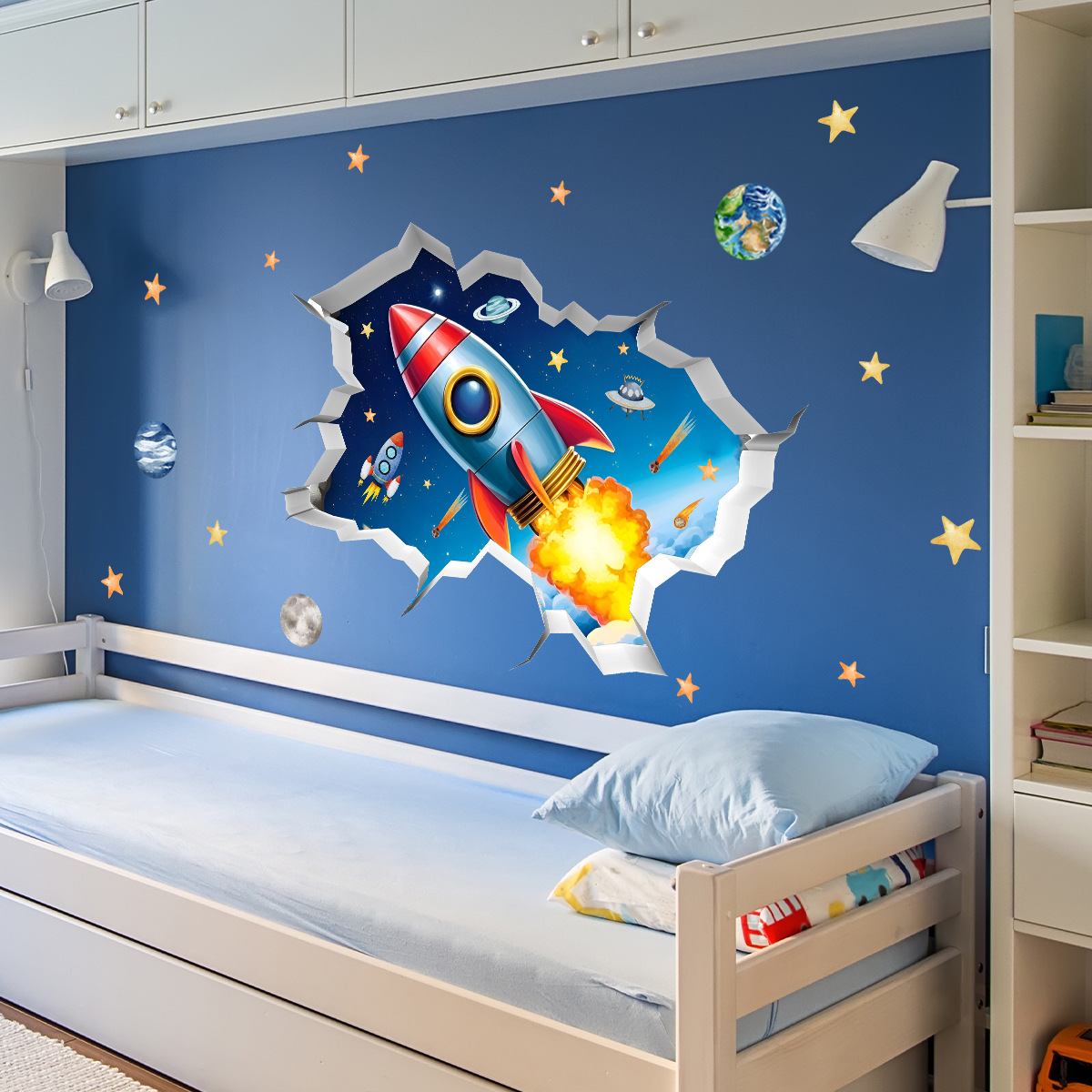 3D Universe Rocket Planets Bro - Baby Nursery Wallpaper incelemesi ve fiyatı