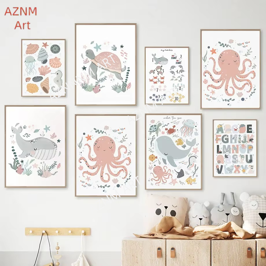 Under the Sea Nursery Wall Art - Baby Nursery Under The Sea incelemesi ve fiyatı