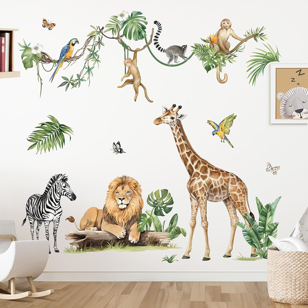 Large Jungle Animal Tropical L - Baby Nursery Wallpaper incelemesi ve fiyatı