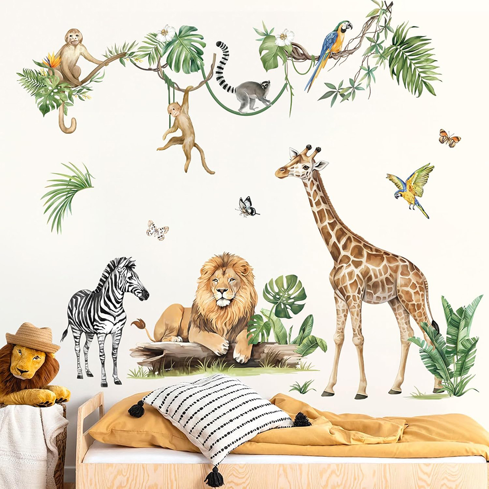 Large Jungle Animal Tropical L - Baby Nursery Wallpaper incelemesi ve fiyatı