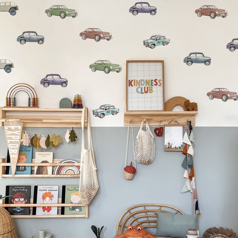 Cartoon Kids Transport Car Tru - Baby Nursery Wallpaper incelemesi ve fiyatı
