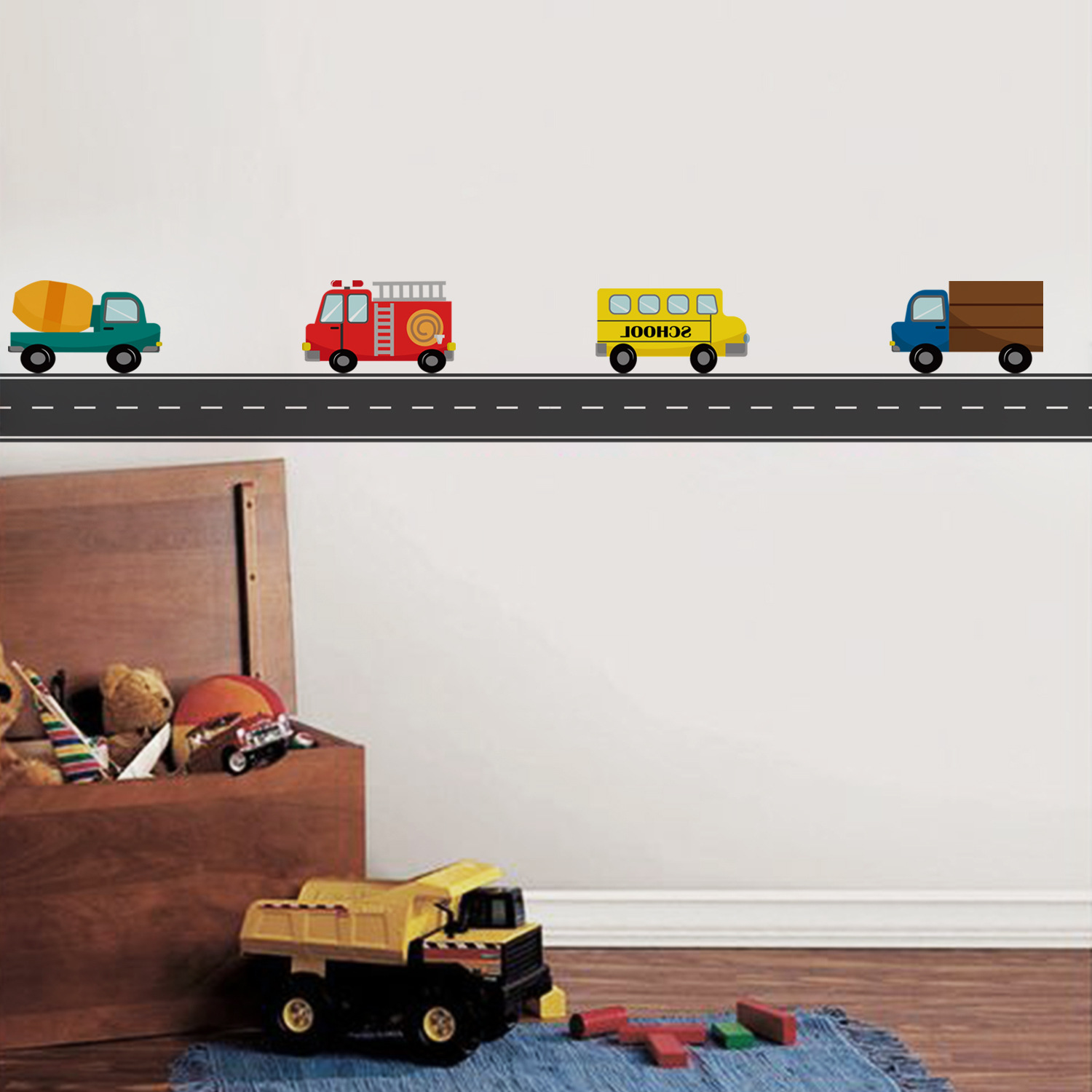 Cartoon Kids Transport Car Tru - Baby Nursery Wallpaper incelemesi ve fiyatı