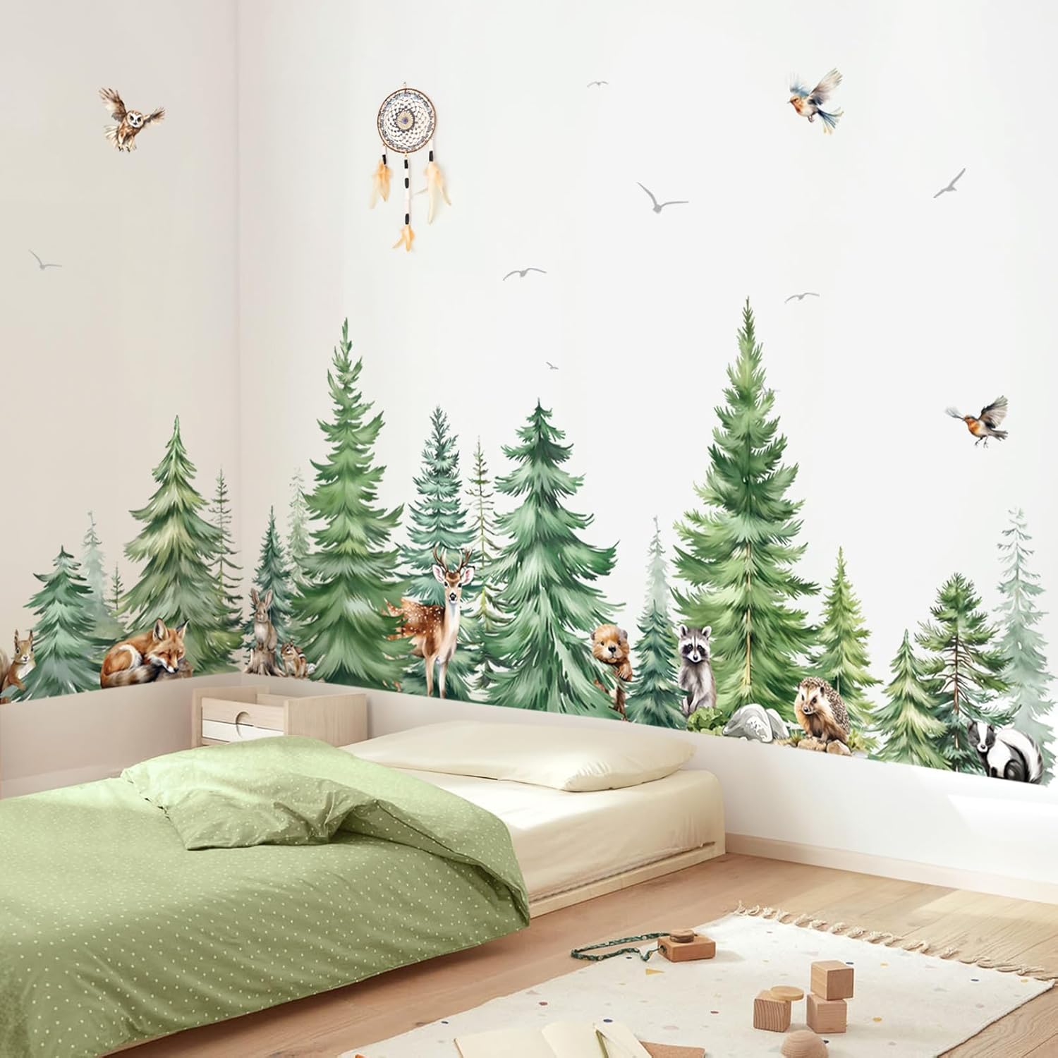 Large Watercolor Pine Tree Ani - Baby Nursery Wallpaper incelemesi ve fiyatı