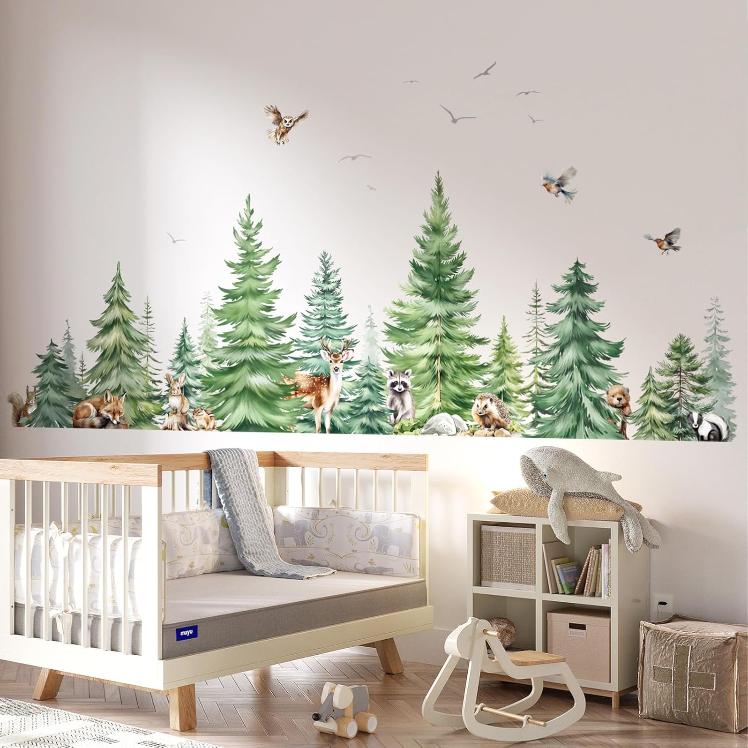 Large Watercolor Pine Tree Ani - Baby Nursery Wallpaper incelemesi ve fiyatı