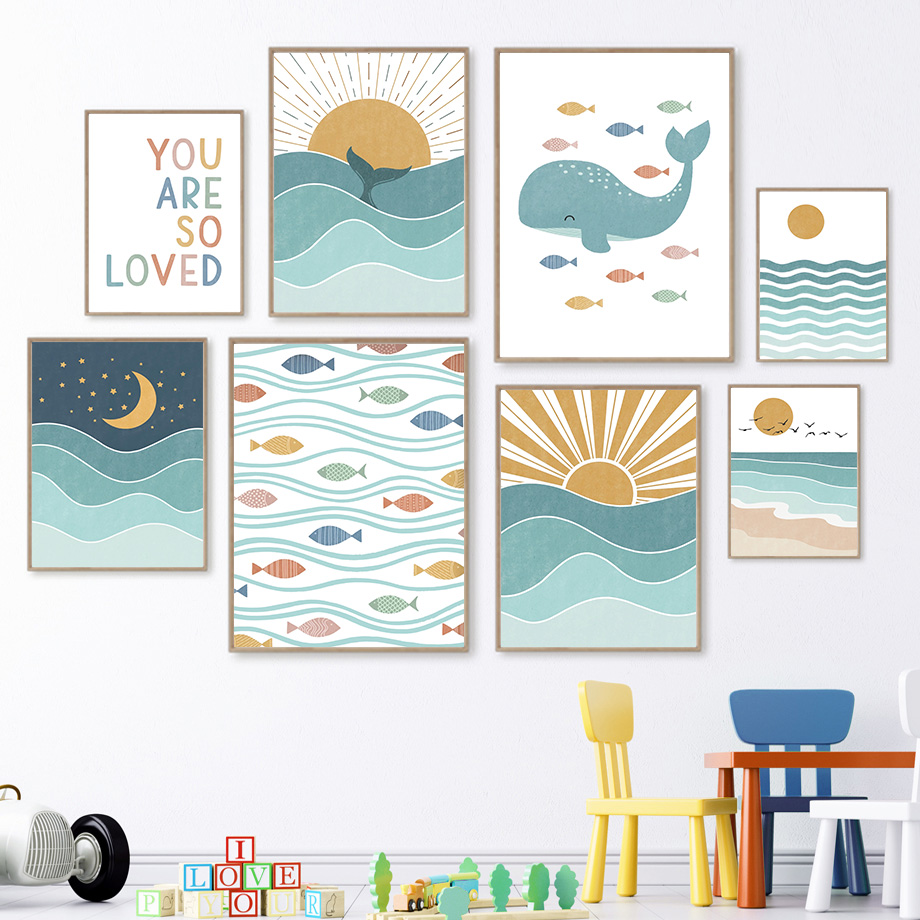 (2D canvas painting)  Fish Wha - Baby Girl Nursery Quotes incelemesi ve fiyatı