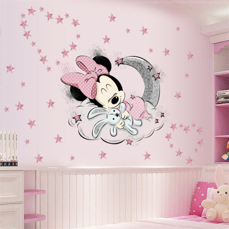 Cartoon Mickey Minnie Mouse Ba - Baby Nursery Wallpaper incelemesi ve fiyatı