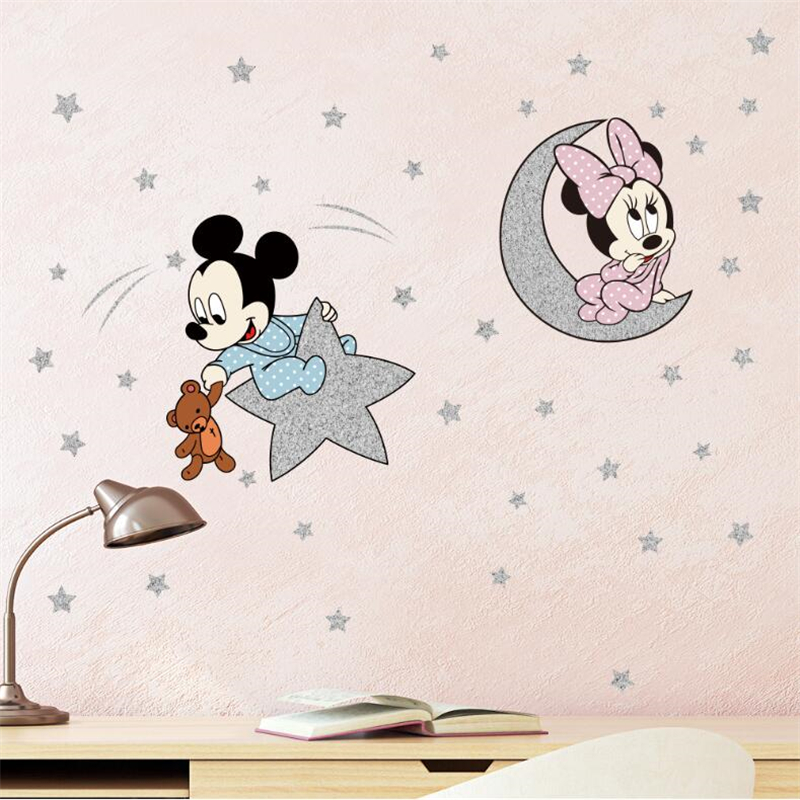 Cartoon Mickey Minnie Mouse Ba - Baby Nursery Wallpaper incelemesi ve fiyatı