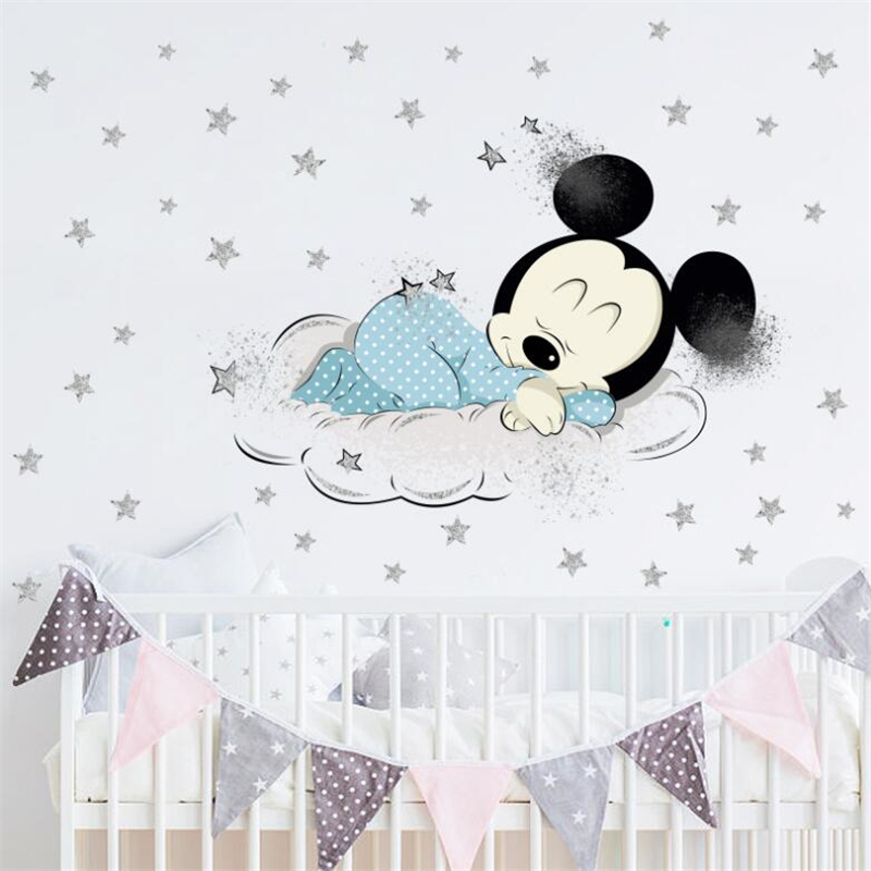 Cartoon Mickey Minnie Mouse Ba - Baby Nursery Wallpaper incelemesi ve fiyatı