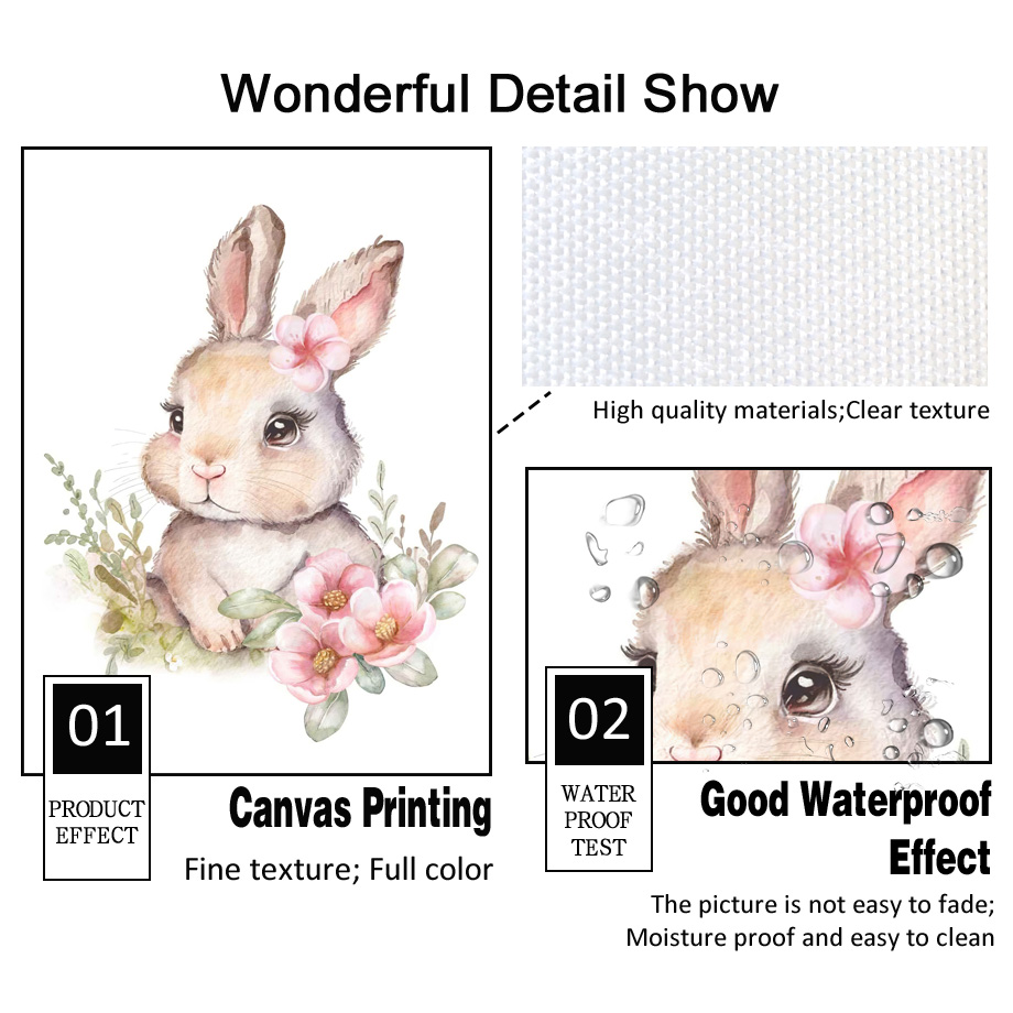 Watercolor Bunny Nursery Wall  - Baby Girl Nursery Quotes incelemesi ve fiyatı