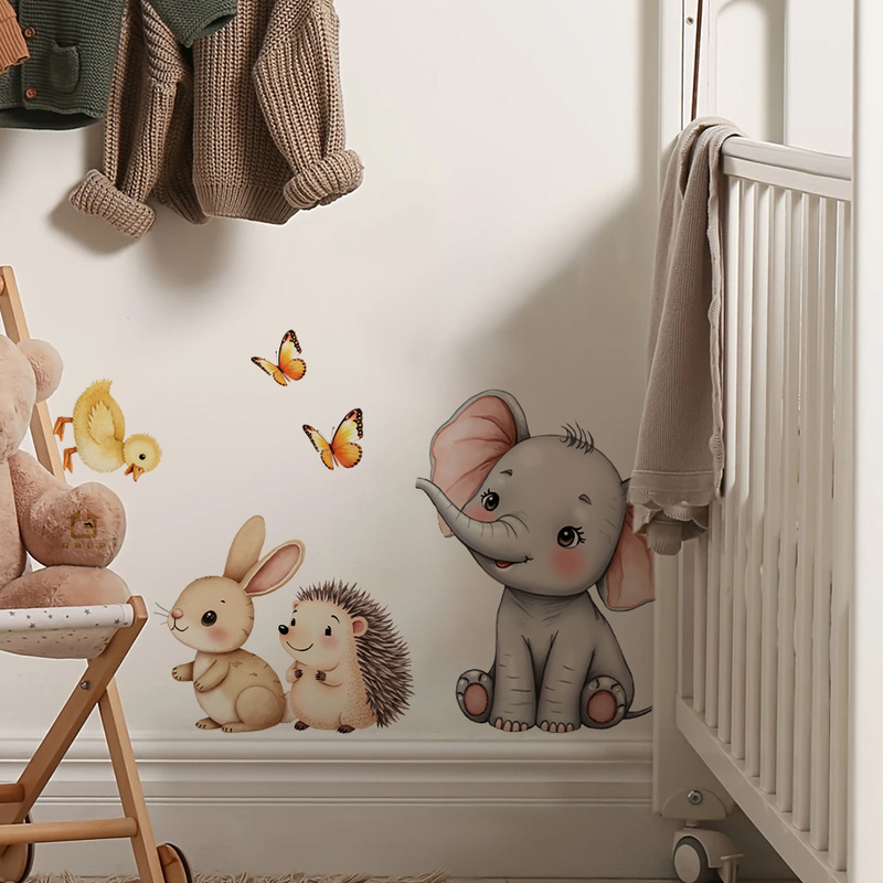 Cartoon Animal Wall Sticker -  - Baby Nursery Wallpaper incelemesi ve fiyatı