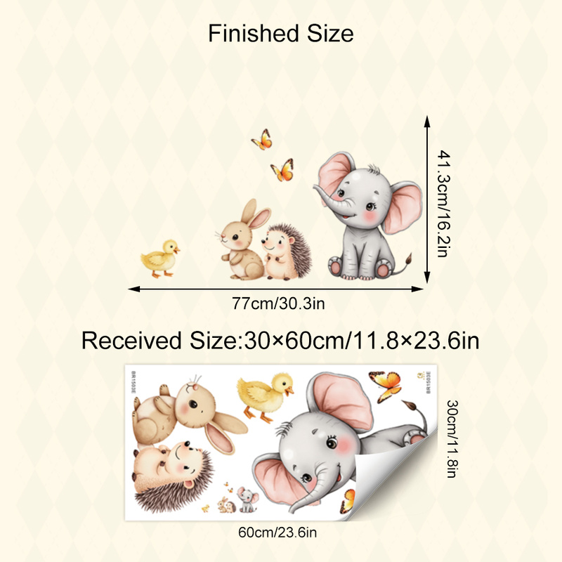 Cartoon Animal Wall Sticker -  - Baby Nursery Wallpaper incelemesi ve fiyatı