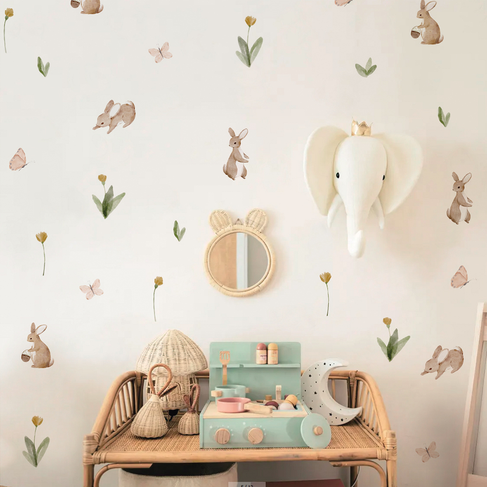 Summertime Watercolor  Cute Bu - Baby Nursery Wallpaper incelemesi ve fiyatı