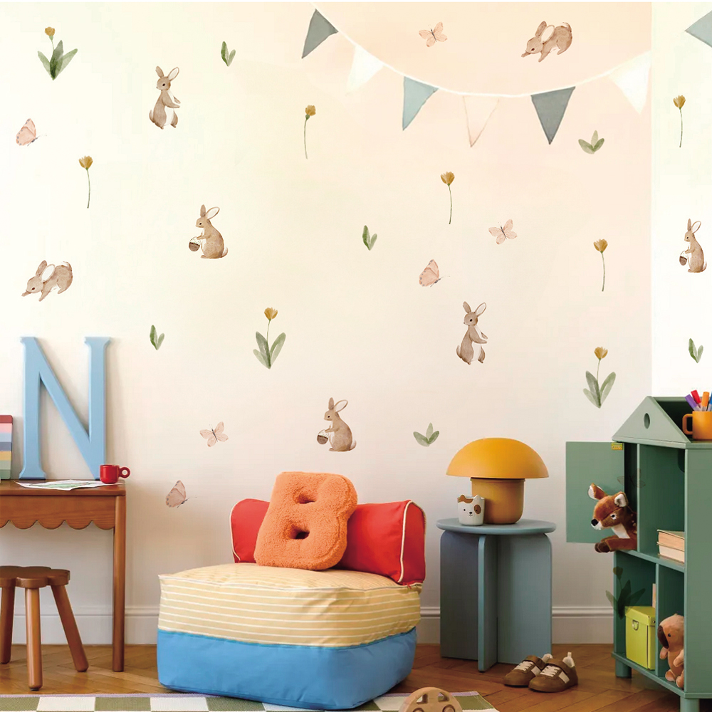 Summertime Watercolor  Cute Bu - Baby Nursery Wallpaper incelemesi ve fiyatı