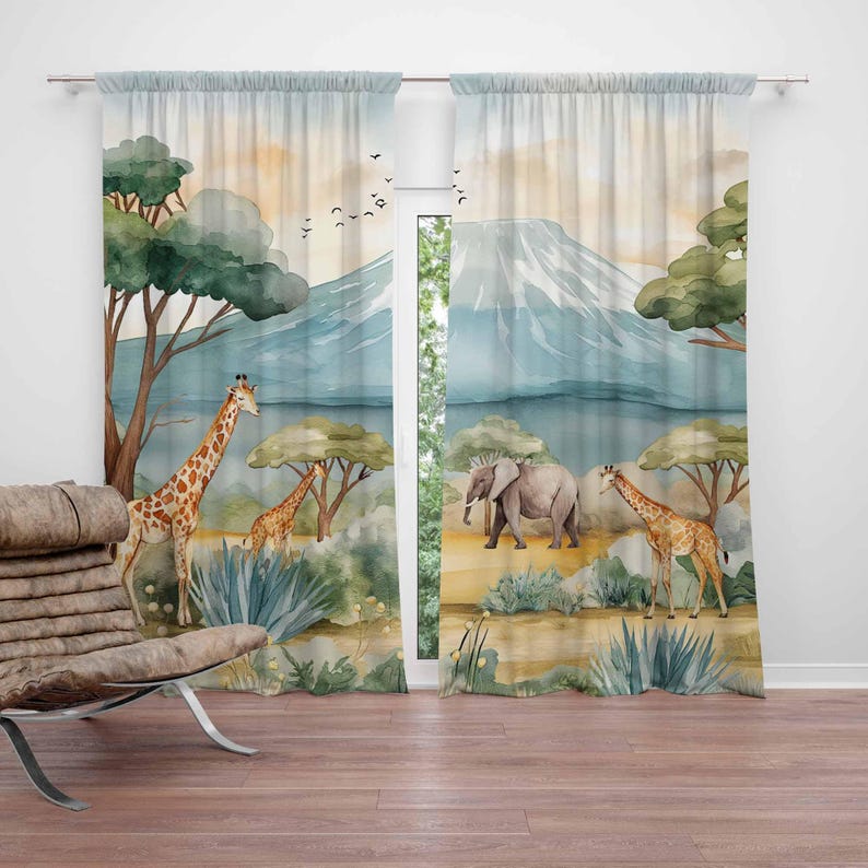 Safari Animals Kids Curtains B - Baby Nursery In Hospital incelemesi ve fiyatı