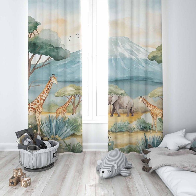 Safari Animals Kids Curtains B - Baby Nursery In Hospital incelemesi ve fiyatı