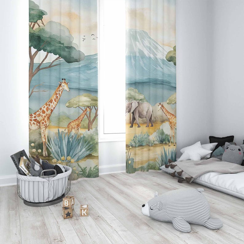 Safari Animals Kids Curtains B - Baby Nursery In Hospital incelemesi ve fiyatı