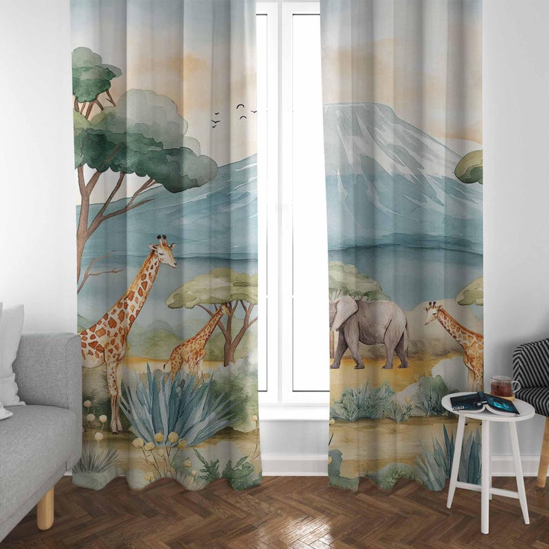 Safari Animals Kids Curtains B - Baby Nursery In Hospital incelemesi ve fiyatı