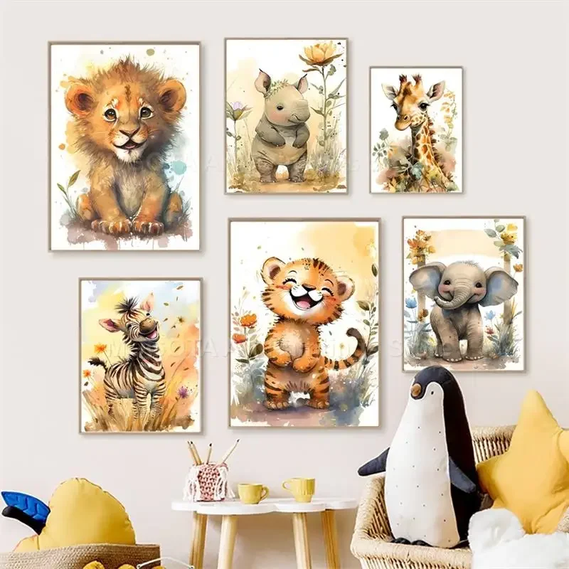 Watercolor Lion Giraffe Tiger  - Baby Nursery Needs incelemesi ve fiyatı