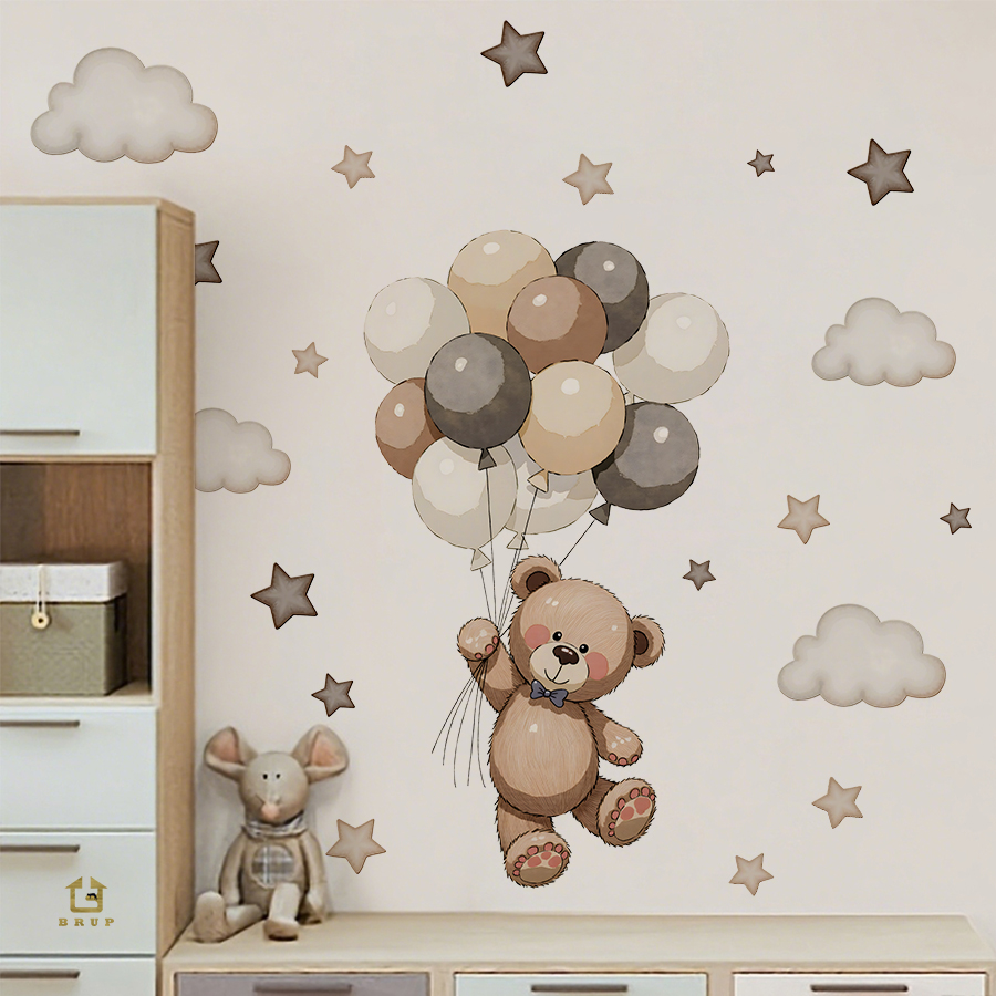 Adorable Teddy Bear Wall Decal - Baby Nursery Wallpaper incelemesi ve fiyatı