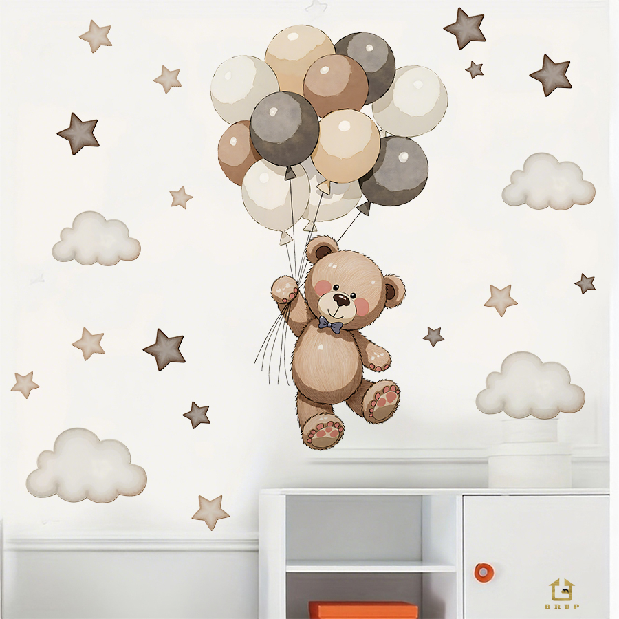 Adorable Teddy Bear Wall Decal - Baby Nursery Wallpaper incelemesi ve fiyatı
