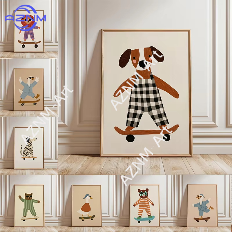 1PC Funny Animal Skateboarding - Baby Nursery Needs incelemesi ve fiyatı