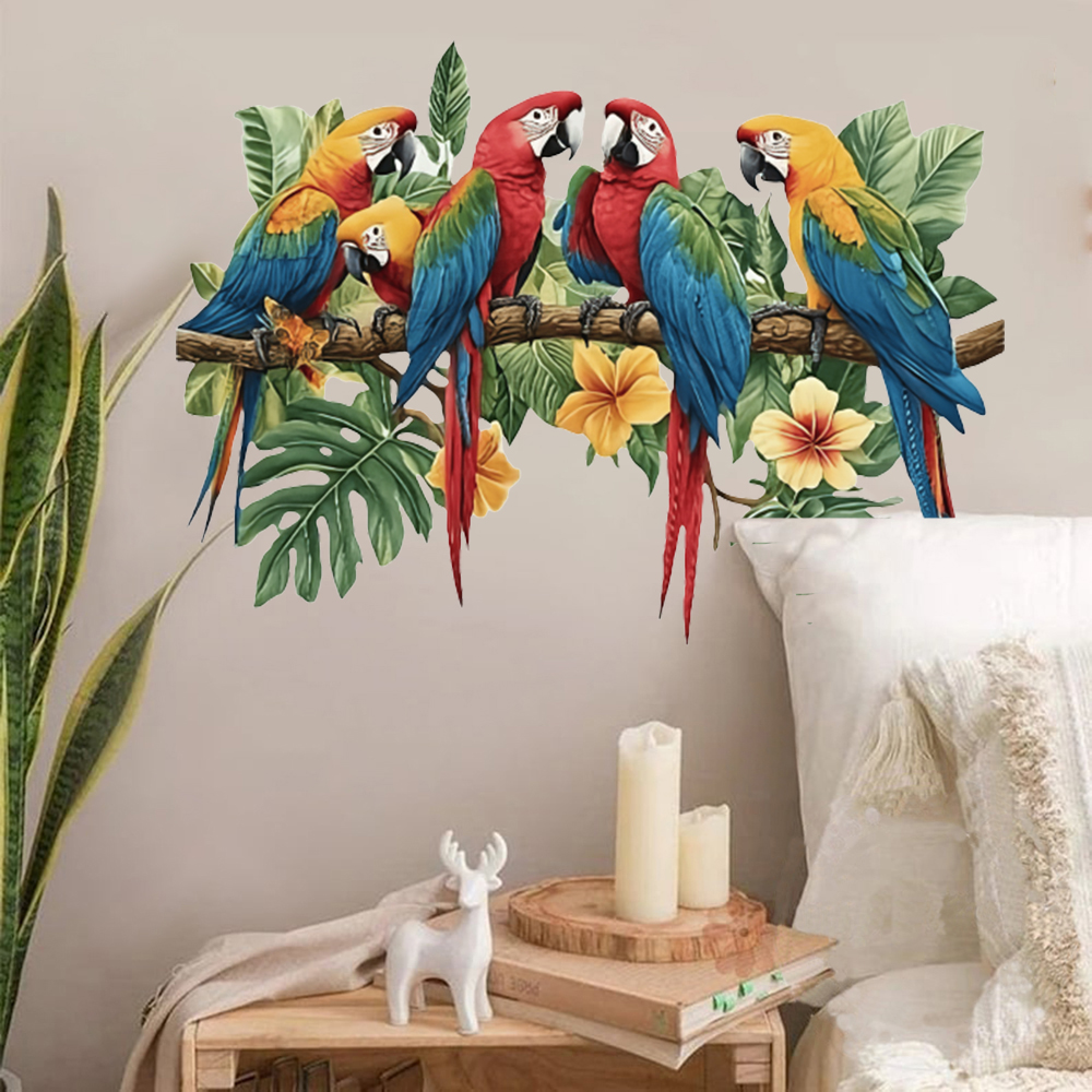 3Pcs Parrots on Branch Wall St - Baby Nursery Wallpaper incelemesi ve fiyatı
