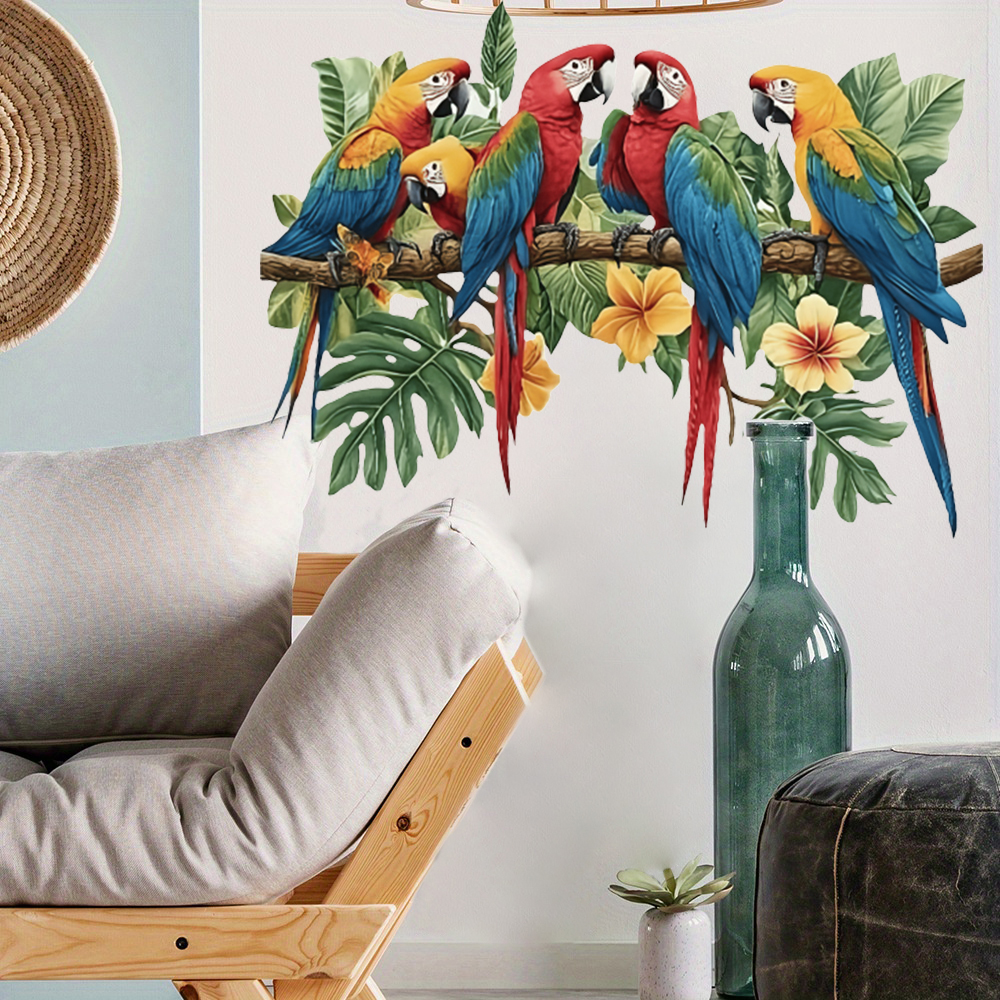 3Pcs Parrots on Branch Wall St - Baby Nursery Wallpaper incelemesi ve fiyatı