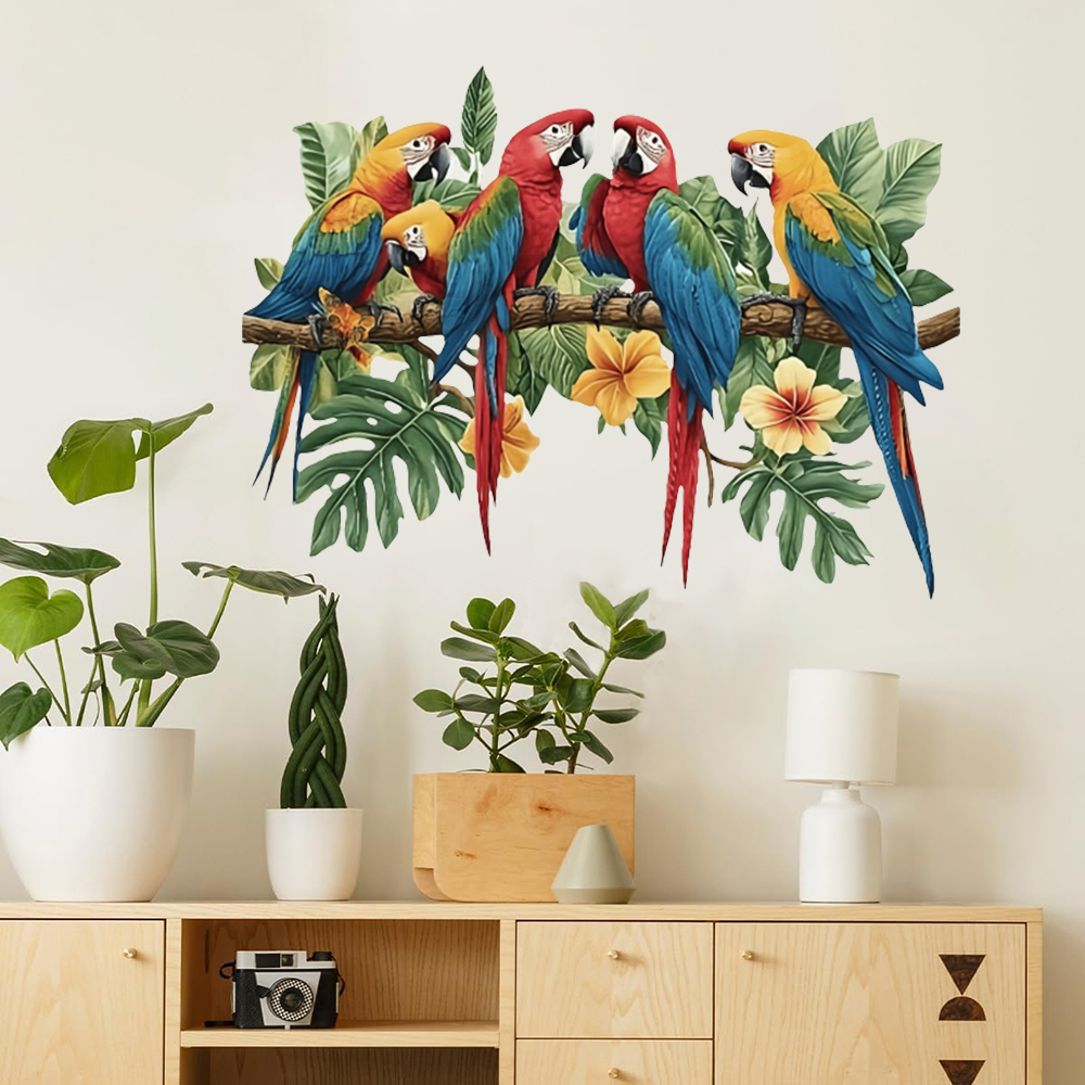 3Pcs Parrots on Branch Wall St - Baby Nursery Wallpaper incelemesi ve fiyatı