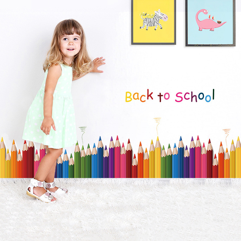 Cartoon Colour Pencil Baseboar - Baby Nursery Wallpaper incelemesi ve fiyatı