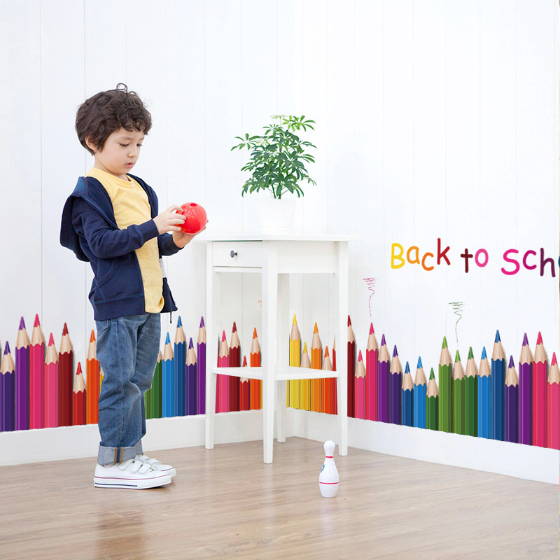 Cartoon Colour Pencil Baseboar - Baby Nursery Wallpaper incelemesi ve fiyatı