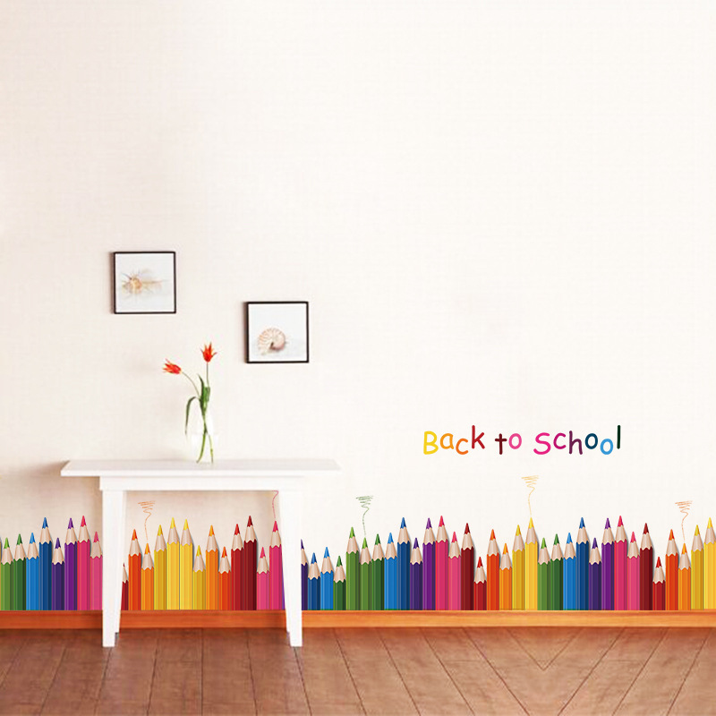 Cartoon Colour Pencil Baseboar - Baby Nursery Wallpaper incelemesi ve fiyatı