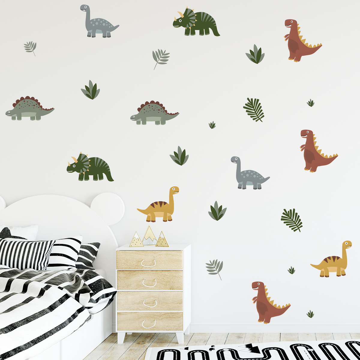 Cartoon Cute Dinosaur Leaf Ani - Baby Nursery Wallpaper incelemesi ve fiyatı