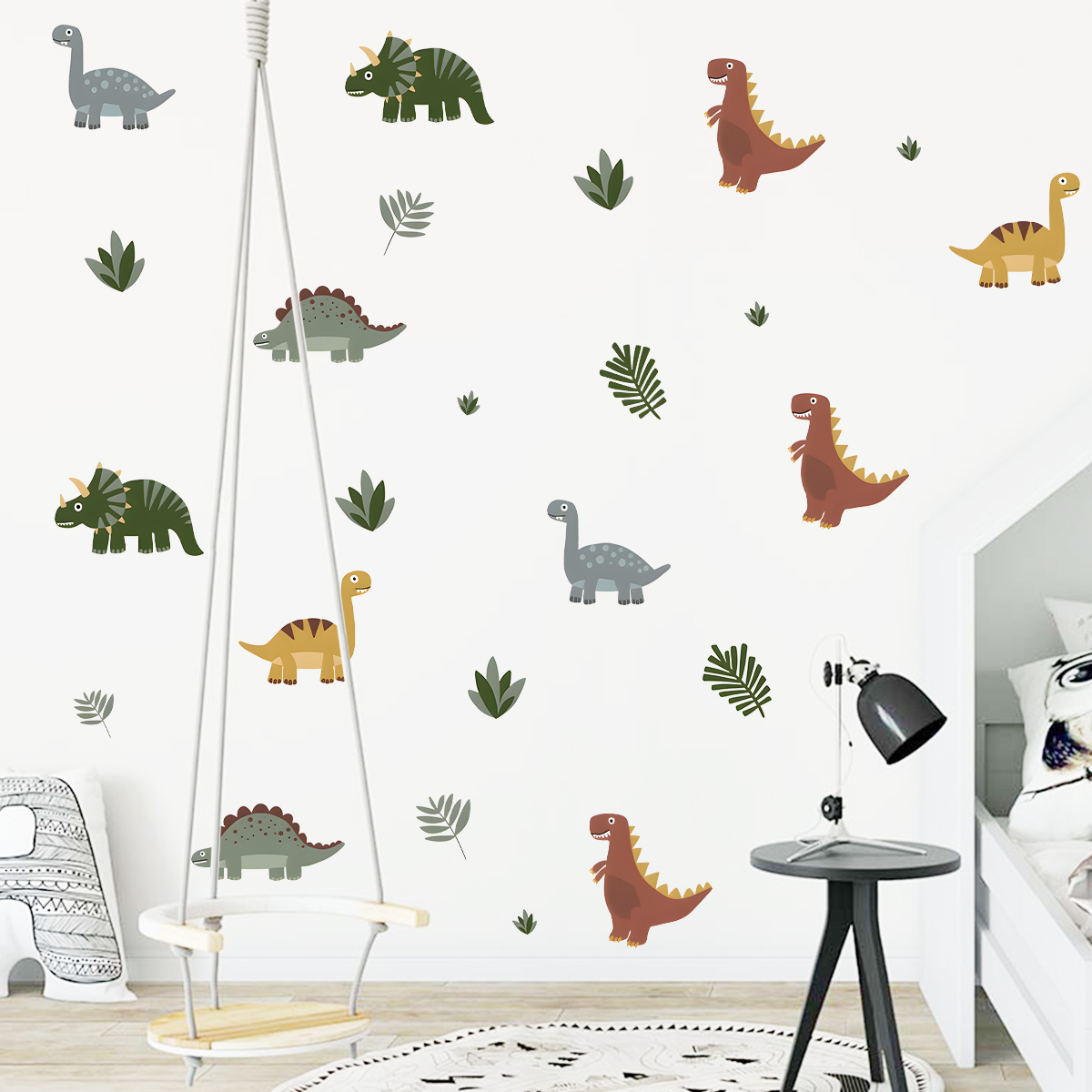 Cartoon Cute Dinosaur Leaf Ani - Baby Nursery Wallpaper incelemesi ve fiyatı