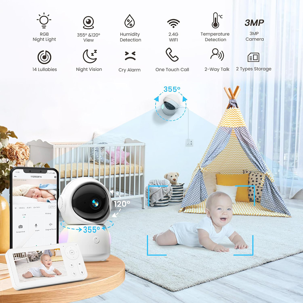 2K Baby Monitor with 2 Cameras - Baby Nursery Night Light incelemesi ve fiyatı