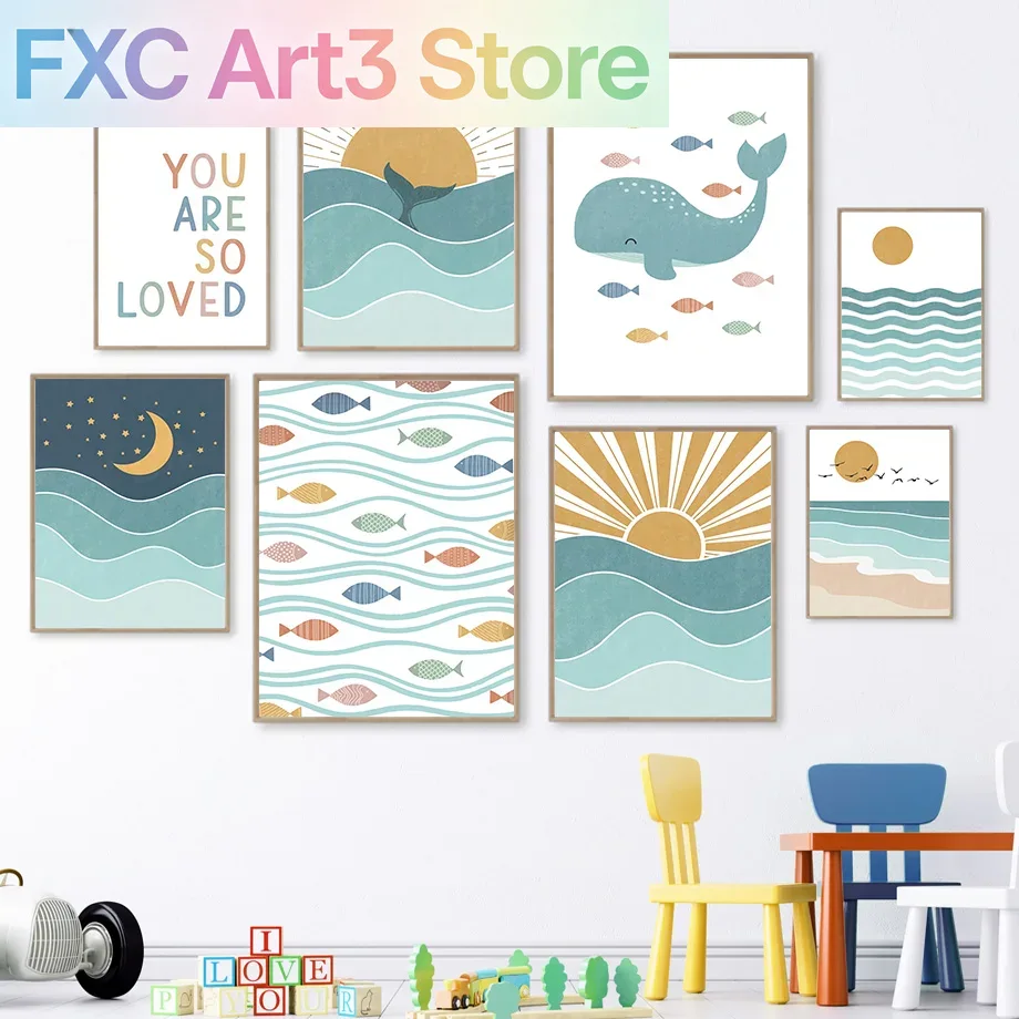 1pc frameless,Fish Whale Seagu - Baby Girl Nursery Quotes incelemesi ve fiyatı
